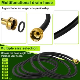 30FT Dehumidifier Drain Hose with 3/4 Inch FHT Connector, featuring Rust-Resistant Brass Fittings for Leak-Proof Connection, Perfectly Compatible with Most Dehumidifier Brands（7 Length Options）