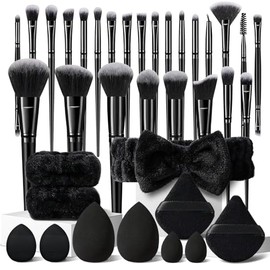 HGHDBT Juego de brochas de maquillaje negro de 36 piezas Kit de maquillaje profesional Juego de herramientas de maquillaje multifuncional con accesori