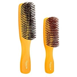 Giorgio GION1-2O Neon Orange Set of 2 Gentle Touch Detangler Hair Brush for Men and Women. Soft Bristles for Sensitive Scalp. Wet and Dry for all Hair Types. Scalp Massager Brush Stimulate Hair Growth