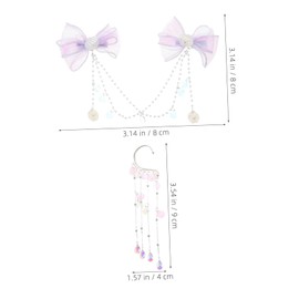 Ipetboom 1 Set Mermaid Hair Accessories for Adorable Artificial Pearl Headpiece with Stylish Tassel Bow and Pendant Forehead Chain for Princess Themed Parties and Dress Up