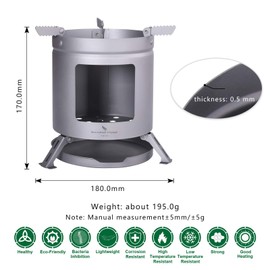 Boundless Voyage Outdoor Camping Titanium Wood Stove With Foldable Stands Tripods Portable Ultralight Camping Stove Ti1513A