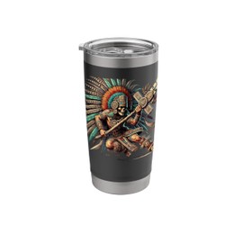 Penachos Aztecas Mexico Aztec Warrior Costume Men Skeleton Stainless Steel Insulated Tumbler
