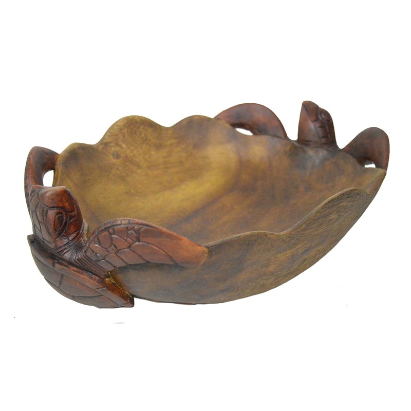 WorldBazzar Huge Double Turtle Bowl Hand Carved Mahogany Wood Nautical