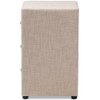 Baxton Studio Tessa 3 Drawer Fabric Upholstered Nightstand in Beige