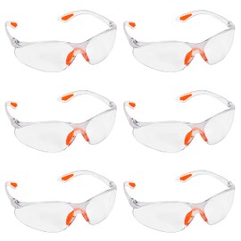 Kurtzy 6 Pack of Wrap Around Safety Glasses with Clear Lenses and Rubber Nose and Ear Grips for a Safe Fit - Personal Protective Equipment with Scratch Resistant Eyewear Lenses - PPE Safety Goggles