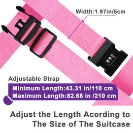 Ferris Luggage Strap for Suitcase TSA Approved with Luggage Tag Suitcase Strap Luggage Straps Luggage Identifiers Luggage Belt Strap Luggage Connector Straps Luggage Accessories (Pink)