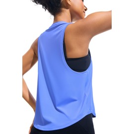 JOYSPELS Workout Tank Tops for Women Sleeveless Loose Fit Gym Yoga Athletic Running Shirts Quick Dry Lightweight Breathable Azurine