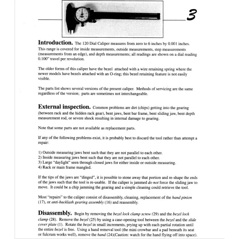 Starrett PT99455 Bezel / Crystal for 120 Dial Caliper -