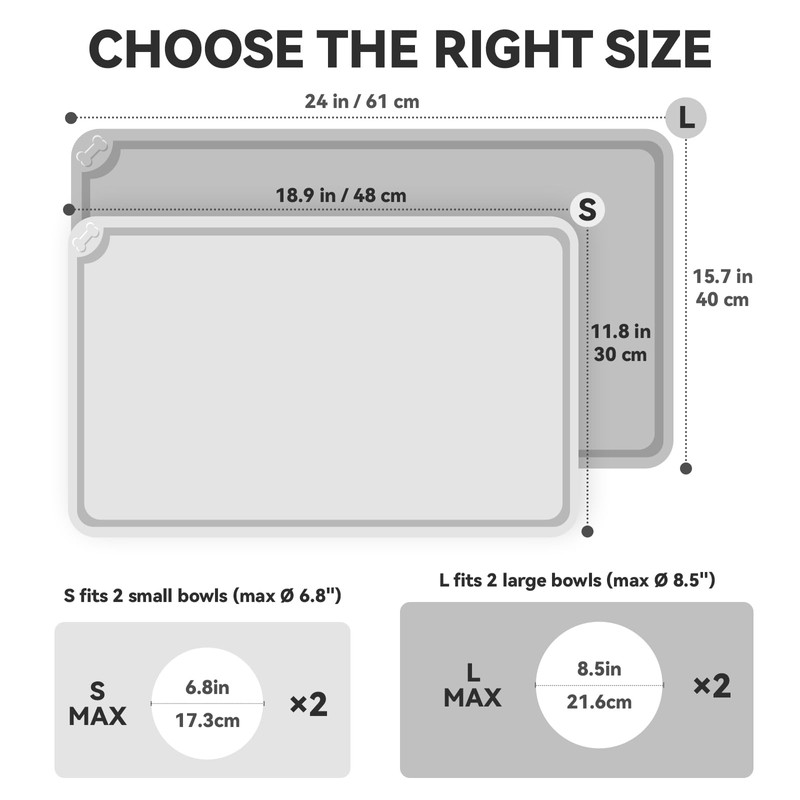 VIVAGLORY Flexmat Dog Food Mat Dog Placemat for Food and