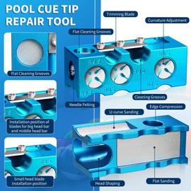 11 in 1 Pool Cue Tip Maker, Professional Cue Stick Tool Set for Billiard Enthusiasts, Pool Cue Shaper Accessories for Replacement and Shaping Cue Tips (Blue)