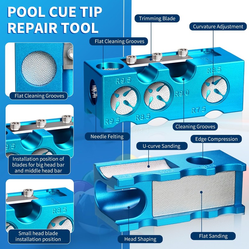 11 in 1 Pool Cue Tip Maker, Professional Cue Stick