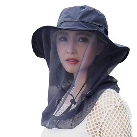 Mosquito Head Net Hat, Safari Hat Sun Hat with Mesh Protection from Insect Navy Blue