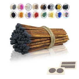 4" Inch Long Wooden Refill Matchsticks with Strike Stickers - Safety Matches Wholesale Bulk Loose by Chandler Studio (Brown-Black, 100 Pieces)