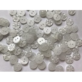 14mm Plastic Round Baby Star Buttons White - Pack of 100 Buttons by Minerva Crafts
