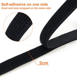 10 m Velcro Tape with 50 Buckles and 20 Velcro Cable Ties, 20 mm Wide, Free-Cut Velcro Cable Ties for Organising Your Cords, Cables, Hoses, etc