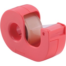 Nichiban CT-18DCR Cellotape Small Roll with Cutter, Straight Cutter, Red