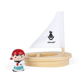 Janod - John Mouss and his Ship - Bath Toy for Babies - Includes Water Splash from 1 Year Old J04712