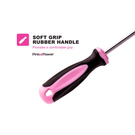 Pink Power Magnetic Screwdriver Set - 6 Piece Phillips and Flathead Hand Tool Set for Women