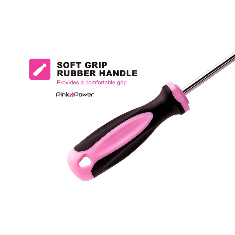 Pink Power Magnetic Screwdriver Set - 6 Piece Phillips and