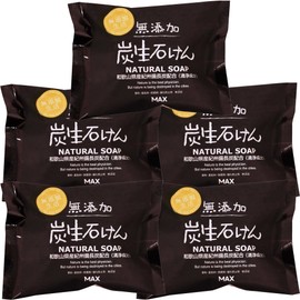 Additive-Free Life Additive-Free Charcoal Soap, 2.8 oz (80 g), Set of 5, Solid Soap, Made in Japan, Sensitive Skin, Hypoallergenic, 100% Vegetable Soap Base, Allergy Tested, Body Soap, Face Wash