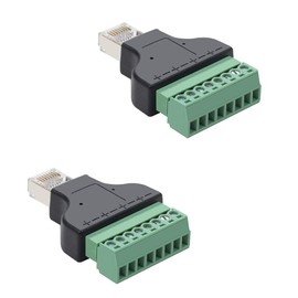 Jienk 2Pcs RJ45 Male to 8 Pins Screw Terminal Block Adapter for Cat7 Cat6 Cat5 Ethernet Extender CCTV UTP Digital DVR Internet,RJ45 8P8C Plug to 8pins Terminal Connector