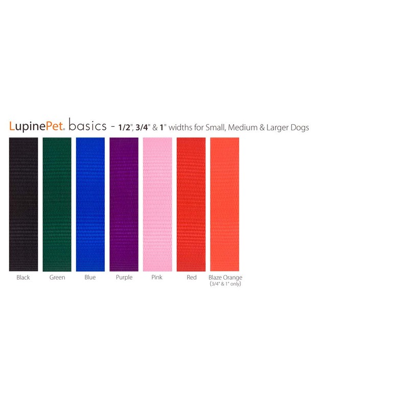 LupinePet Basics 1" Black Leashes for Medium and Larger Dogs