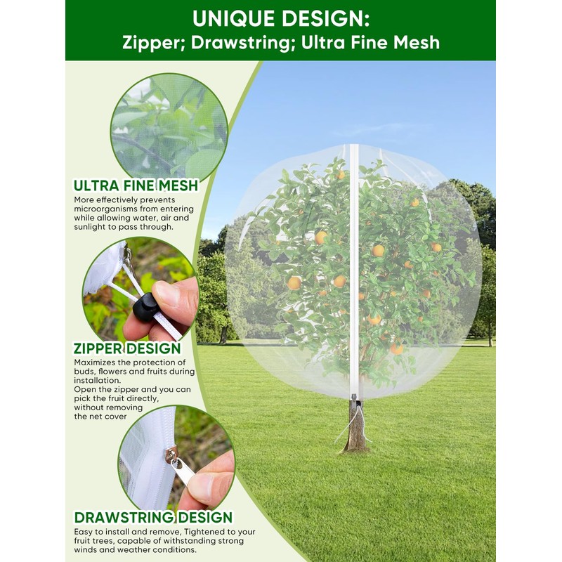 Fruit Tree Netting for Cicadas - with Zipper 2 Pcs