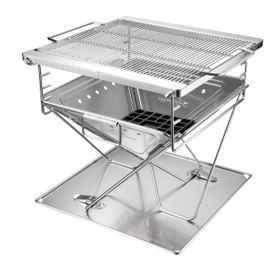 Campingmoon BBQ Grill Fire Pit Foldable Stainless Steel - Large MT-045