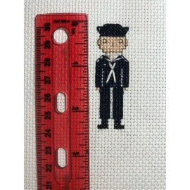 Miniature Navy Sailor finished cross-stitch - great gift idea - Military