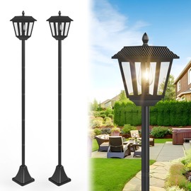 AGOTD 2Pack Solar Lamp Post Lights, Outdoor Solar Pole Light Waterproof 70" Tall Floor Street Lights Outside Garden Front/Back Door Yard Patio Decoraion, Warm White
