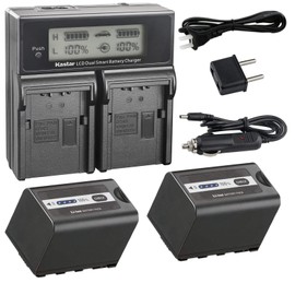Kastar LCD Fast Charger + Battery 2x for Panasonic AG-VBR59 AG-VBR89G AG-VBR118G AG-BRD50 AG-B23 AG-DVX200 AG-AC8 AG-AC90A AG-DVC30 AG-HPX250 HPX255 AJ-PX230 AJ-PX270 AJ-PX298 AJ-PG50 HC-MDH2 HC-X1000