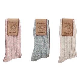 3 Pack Natural Premium Norwegian Women Merino Wool socks, Lambs wool Blend, Heavy wool, Thick & Warm sock, Thermal socks. (8-10.5, Mix 1)