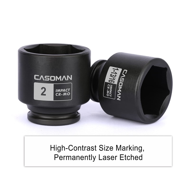 CASOMAN 1/2'' Drive Spindle Axle Nut Impact Socket Set, 6