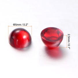 HARFINGTON 100pcs Cat Eye Resin Beads Cabochons 5mm Flatback Round Dome Beads Half Round Beads for Jewelry Making Clay Findings Craft Accessory Handcrafts, Dark Red