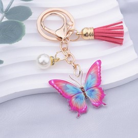 Pink Butterfly Charms for Bag Purse Charms for Tote Bag Handbags Pink Butterfly Keychain for Car Key Chain Accessories for Backpack Bag Charm Butterfly Keychains for Wallet Backpack