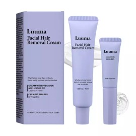 Luma 여성용 얼굴 제모 크림 루마 - 진정 에센스가 함유된 민감성 피부 2-in-1 키트 순한 식물성 포뮬러 (1) [1] Luma Women's Face Hair Removal Cream - 2-in-1 Kit for Sensitive Skin with Calming Essence, Gentle Plant-Based Formula (1) [1]