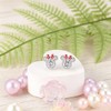 Sterling Silver Mouse Stud Earrings - Sparkling Cubic Zirconia Cute