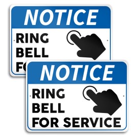 2 PC Ring Bell for Service Signs - 7x10 inches Please Ring Bell for Assistance - Doorbell Sign