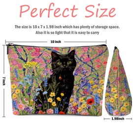 XFN Cat Lover Gifts, Cat Gifts Cute Floral Cat Makeup Bag, Cat Themed Gifts Cosmetic Bag Travel Pouch, Cat Owner Gifts for Women Girls Best Friend Sister Coworker Friendship Graduation Birthday Gifts