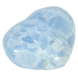 SUNYIK Natural Blue Celestite Crystal Worry Stone, Polished Heart Palm Pocket Stone Home Decor for Relax Meditation, 61-70mm