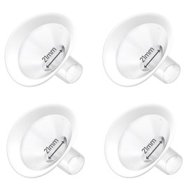 4pc 21mm Oval Flanges Shields Built-in Soft Edges Compatible with Medela/Lansionh Pumps, Replacement Parts for Pump in Style, Symphony, Swing Maxi, Harmony and Personalfit Flex Connector