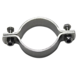 AKIHISA 2 Pcs 4 Inch Heavy Duty Rigid Handleless Flat Pipe Bracket Clamp 304 Stainless Steel Split Ring Hanger ID 101.6mm