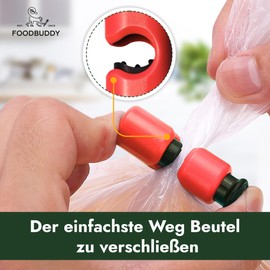 Foodbuddy® Sealing Clips for Bags, Pack of 10 Bag Clips, Sealing Clips, Kitchen Gadgets, Sealing Clips for Bags, Bag Closures, Bag Closure (Red)