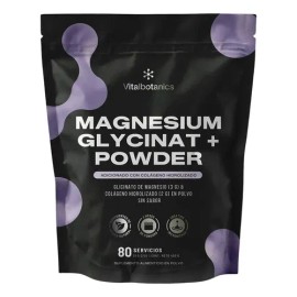 VITAL BOTANICS  Glicinato de Magnesio En Polvo 3000 mg (3g) Con Colágeno Hidrolizado  80 Porciones Sin Sabor  Suplemento de Magnesio Sin Azúcar       
