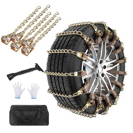 10 Piece Set Tire Chains,Snow Chains For Car SUV Pickup Trucks(175-275mm),Adjustable Universal Emergency Anti-Skid Thickening Snow Cables,Quick Easy Installation Tire Traction Chain