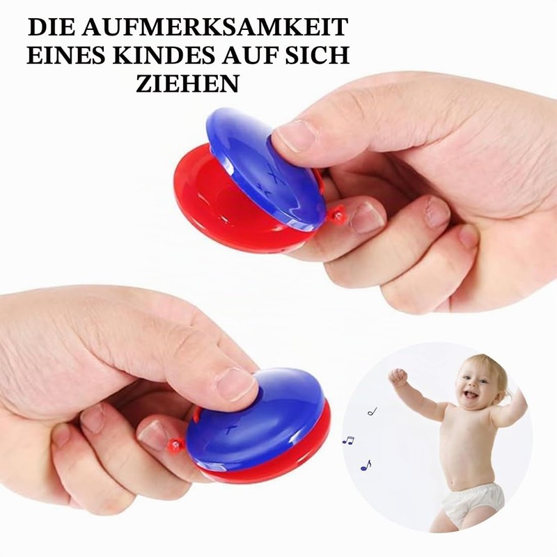 Pack of 6 Plastic Castanets for Children, Finger Castanets, Plastic