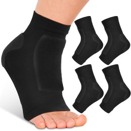 Nuanchu 2 Pairs Padded Skate Socks Ice Skating Protection Socks Lace Bite Gel Pads Ankle Malleolar Sleeves Protection Guards for Front Foot Shin Achilles Tendon Heel(Black,Lace Bite)