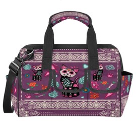 Cute Flower Cat Mandala Tool Bag Multi Pockets Wide Mouth Tool Pouch For Men Women Waterproof Soft Bottom Tool Tote Removable and Adjustable Garden Tool Backpack 14.8 Inch