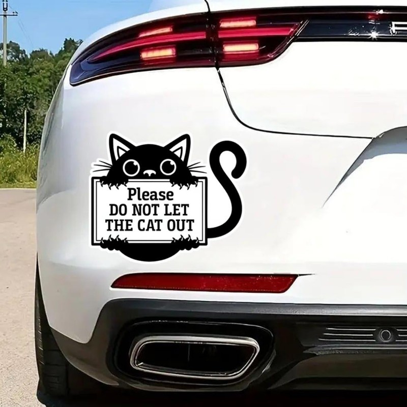 2枚セット 14x11.5cm 「猫を外に出さないで」ユーモア防水ビニール車用デカール 外装デコレーションアクセサリー 車・バイク・ノートPC・バン・窓・ドア・壁などに使用可能 | #JP07