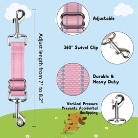 YUEPET Dog Safety Collar Clips 2 Pack Adjustable Prong Collar Backup Clips Reflective Double Ended Backup Clasp Leash Connector for Dog Harness to Collar Safety Clip(Pink+Purple)